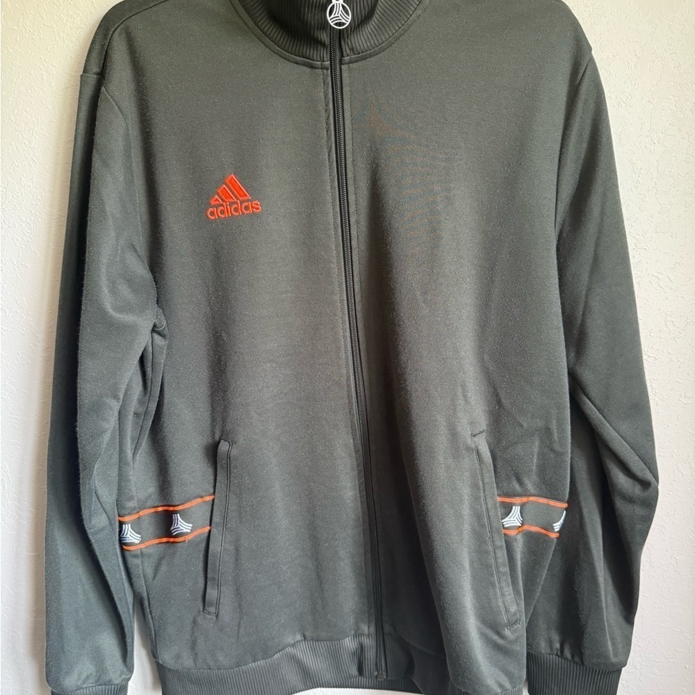 Men’s L Green Adidas Long Sleeve Full Zip Athletic Jacket